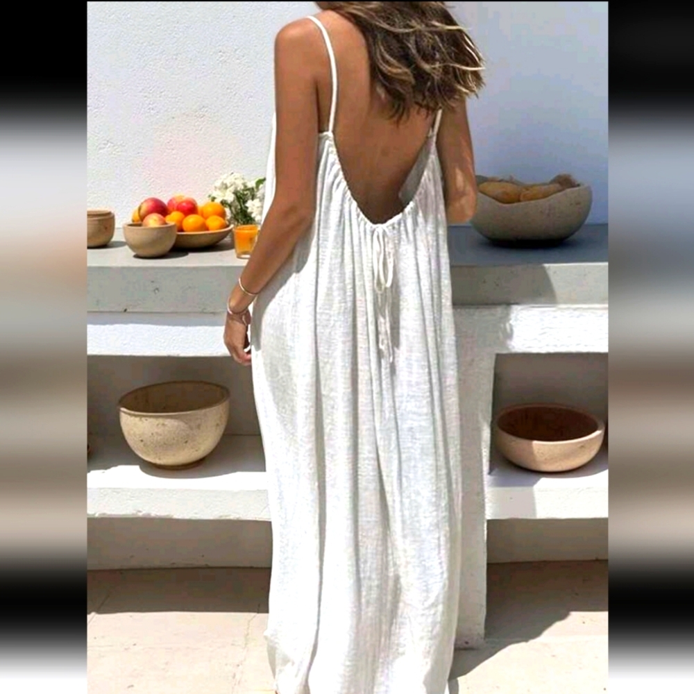 Women's Backless Spaghetti Strap Long Dress, Vacation